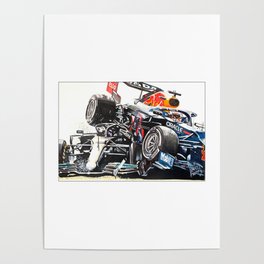 Hamilton Verstappen collision Poster