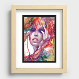 Migraine Watercolor Girl Recessed Framed Print