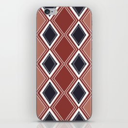 Preppy large geometric diamond red and navy pattern iPhone Skin