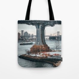 Manhattan Bridge and Williamsburg Bridge in New York City Tote Bag