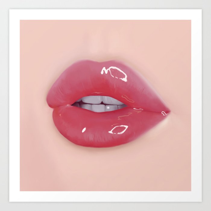 Red Glossy Lips Art Print By Samscissorhart Society6