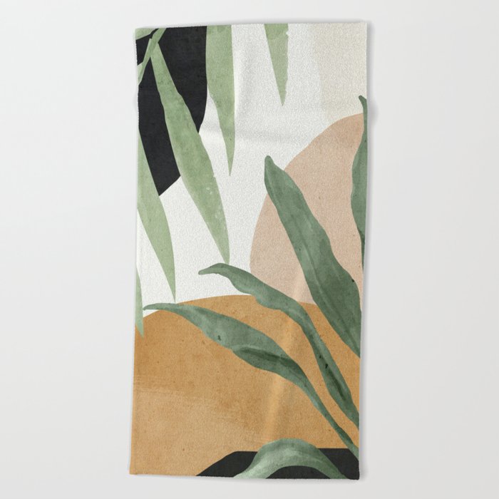 Abstract Art Tropical Leaves 4 Beach Towel