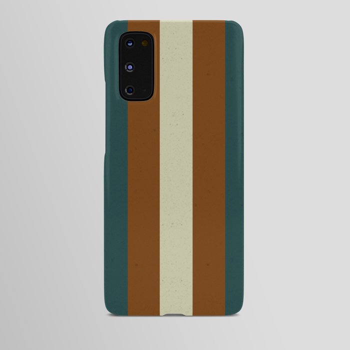 Burnt teal beige dusty retro 60S stripes Android Case