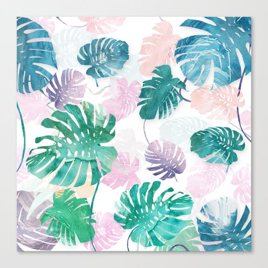 Tropical Leaves Watercolor Canvas Print