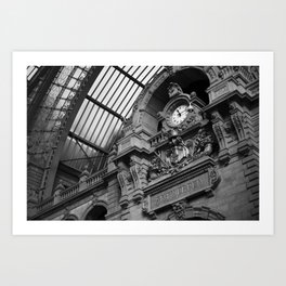 Antwerp Belgium Central Train Railway Station Clock Tower black and white photography L. Meyvaert  Art Print | Photographs, Antique, Black And White, London, Westminister, And, Antwerp, Photograph, Trains, Photo 