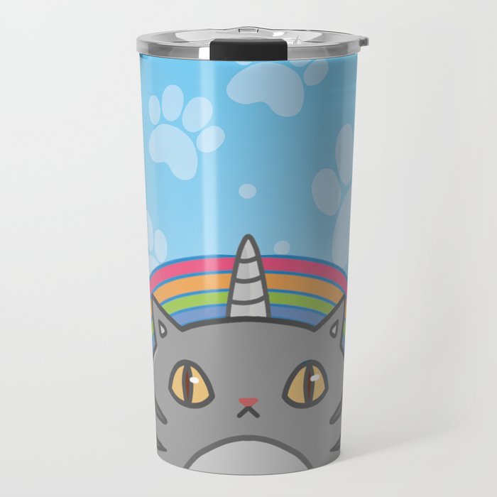 Unicorn Rainbow Cat Travel Mug