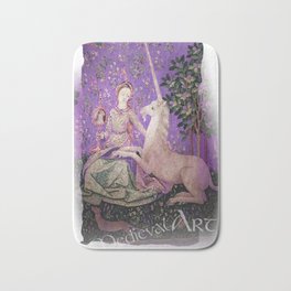 Medieval Art - Lady and the Unicorn in Purple Bath Mat | Horse, Girl, Ladyandtheunicorn, Unicorn, Scotland, Queen, Magic, Religious, Miracle, Medievalart 