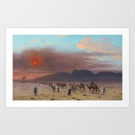 Jean-Leon Gerome -Caravane Dans Le Desert, Gerome Painting -Caravan In The Desert Art Print