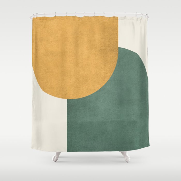 Halfmoon Colorblock 2 - Gold Green  Shower Curtain
