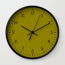 Simple Dark Yellow Wall Clock With Black Numbers Wall Clock