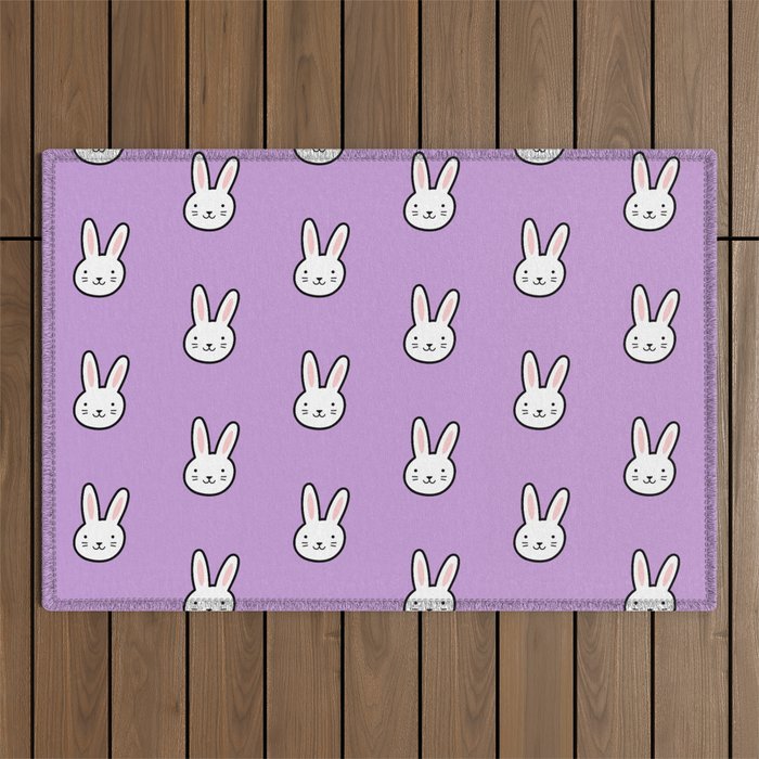 Cute Bunny Pattern (Purple) Outdoor Rug