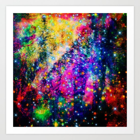 rainbow galaxy with stars Art Print