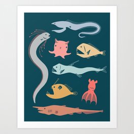 Deep sea dark Art Print