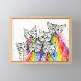 Kittens Puking Rainbows Pattern Framed Mini Art Print