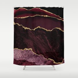 Burgundy & Gold Agate Texture 02 Shower Curtain