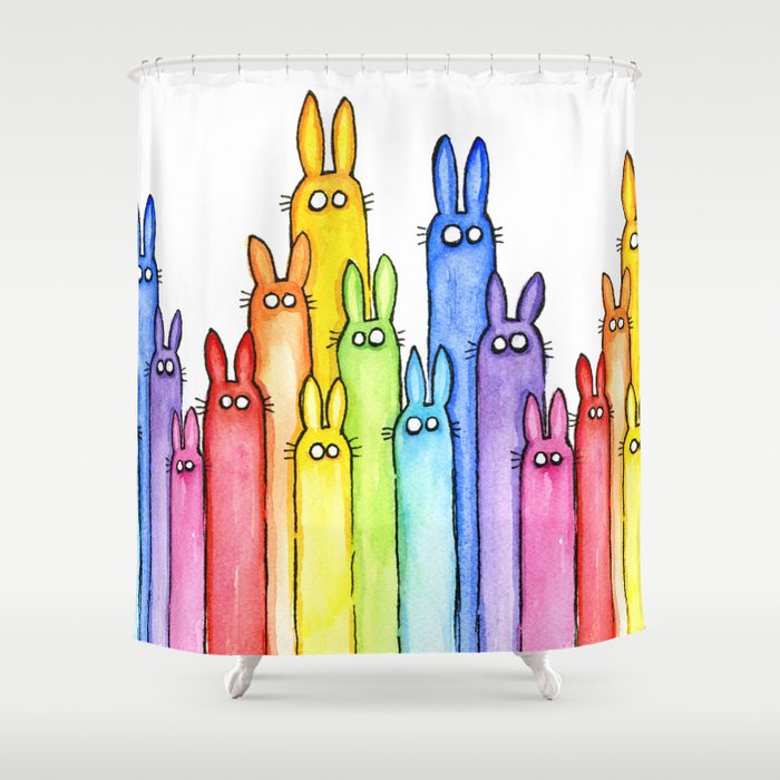 Rainbow Bunnies Shower Curtain