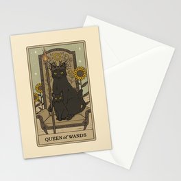 Queen of Wands Stationery Cards | Witchcraft, Cats, Spell, Drawing, Zodiac, Witches, Tarotcard, Animal, Kitty, Cat 