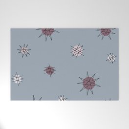 Atomic Age Starburst Planets Heather Blue Purple Welcome Mat