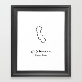 California State Minimal Map, California Map Outline Framed Art Print