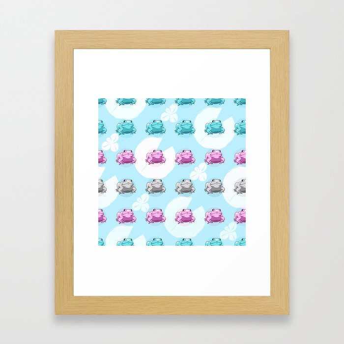 Trans Pride Frogs Framed Art Print