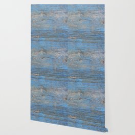 Faded Blue Painted Wood Wallpaper