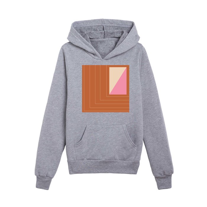 Geometric 126 in Terracotta and Pink Kids Pullover Hoodie
