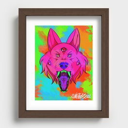 Crazy Pink Wolf Recessed Framed Print