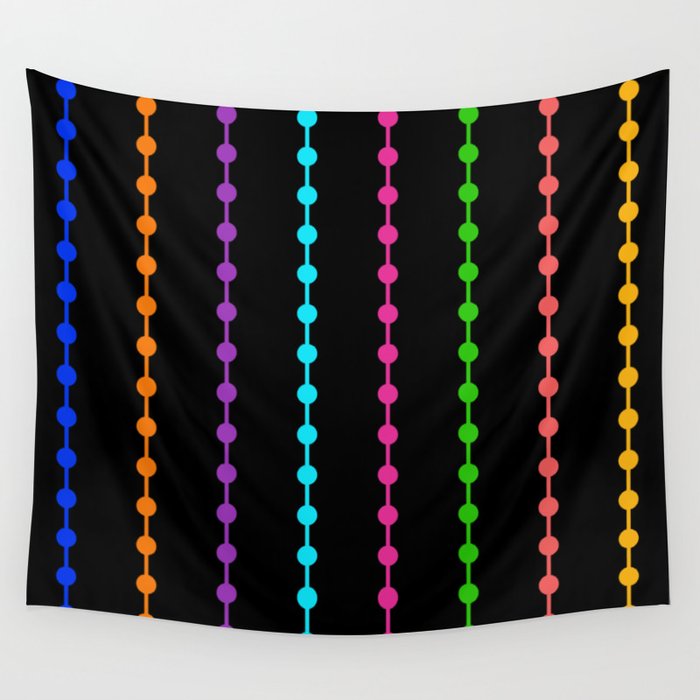 Geometric Droplets Pattern - Rainbow Colors Wall Tapestry