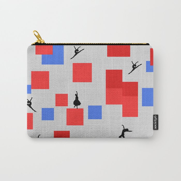 Dancing like Piet Mondrian - Composition in Color A. Composition with Red, and Blue on the light grey background Carry-All Pouch