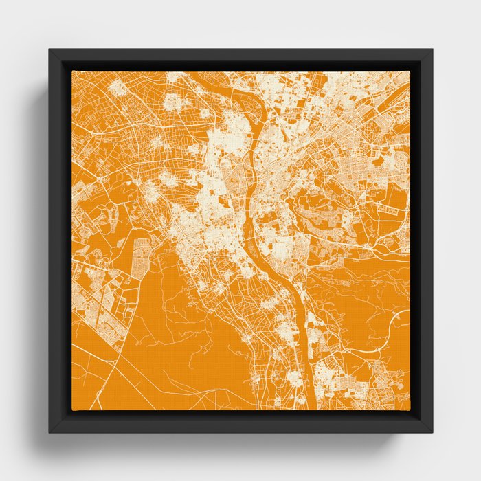 Egypt, Giza Authentic Map Print Framed Canvas