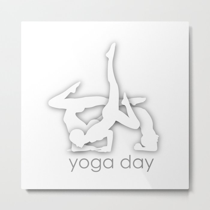 Yoga day yoga poses with energy fields	 Metal Print