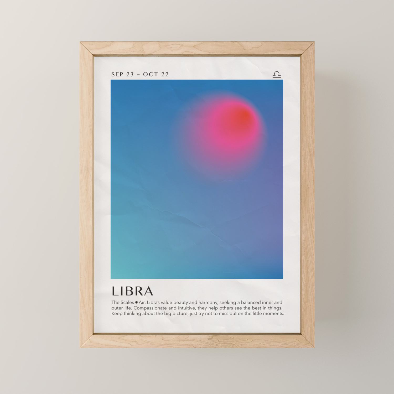 Libra Astrology Zodiac Aura Gradient Art Print Framed Mini ...