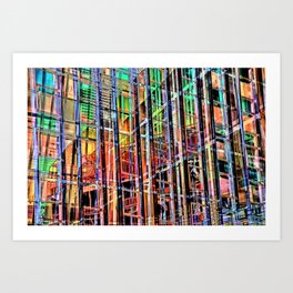 Colorful abstract mixture of lines and shapes Art Print