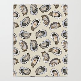 Oysters by the Dozen in Cream Poster