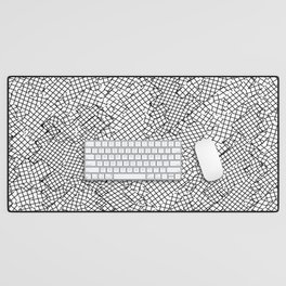 geometric square line pattern abstract background in black and white Desk Mat