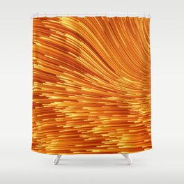 Abstract 3D visualization of a geometric low-poly golden surface. 3d ing illustration. Sci-fi creative futuristic background.  Shower Curtain