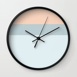 Modern  pastel coral blue color block stripes Wall Clock