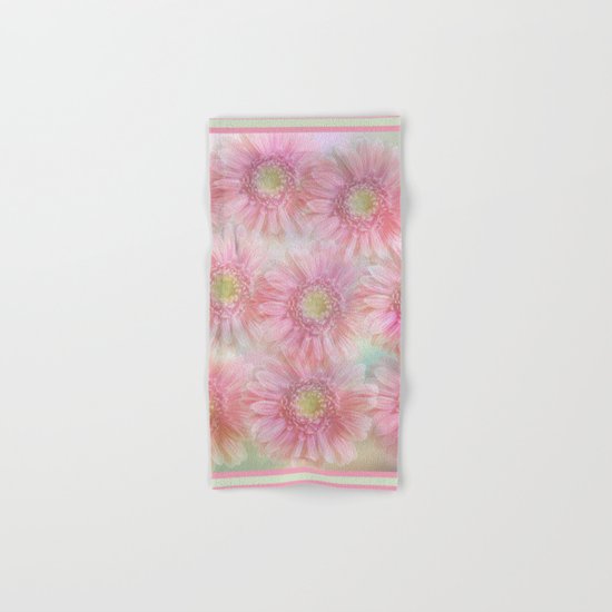 Pink daisies on a pastel background. Hand & Bath Towel