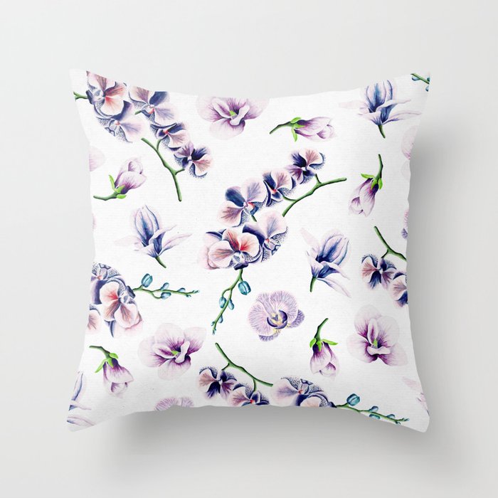 Lavender Blossom Floral Pattern Throw Pillow