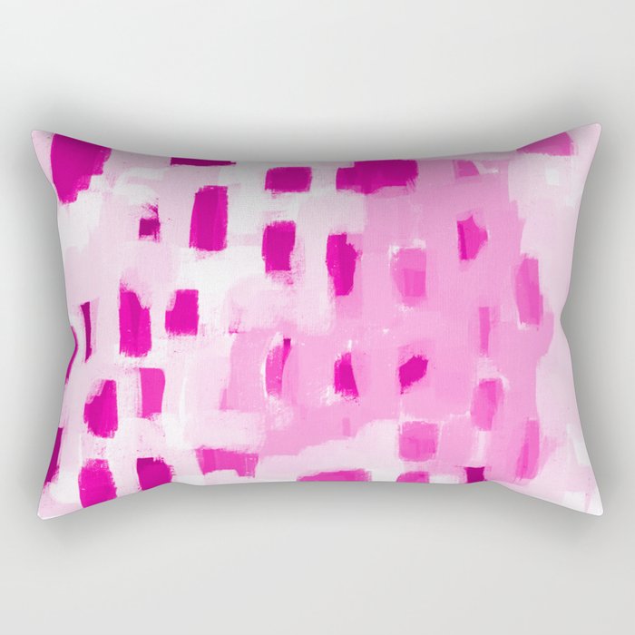 Zimta - pink abstract painting dots mark making canvas art decor Rectangular Pillow