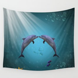 dolphins love Wall Tapestry