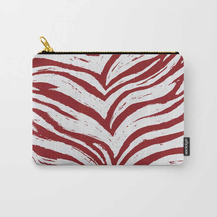 Tiger Stripes -Red & White - Animal Print - Zebra Print Carry-All Pouch
