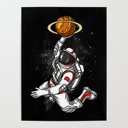 Space Astronaut Basketball Player Poster