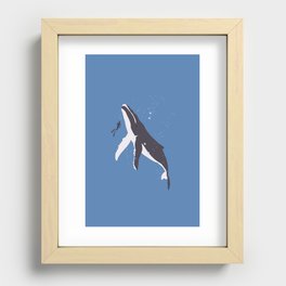 Humpback Whale and Human Recessed Framed Print