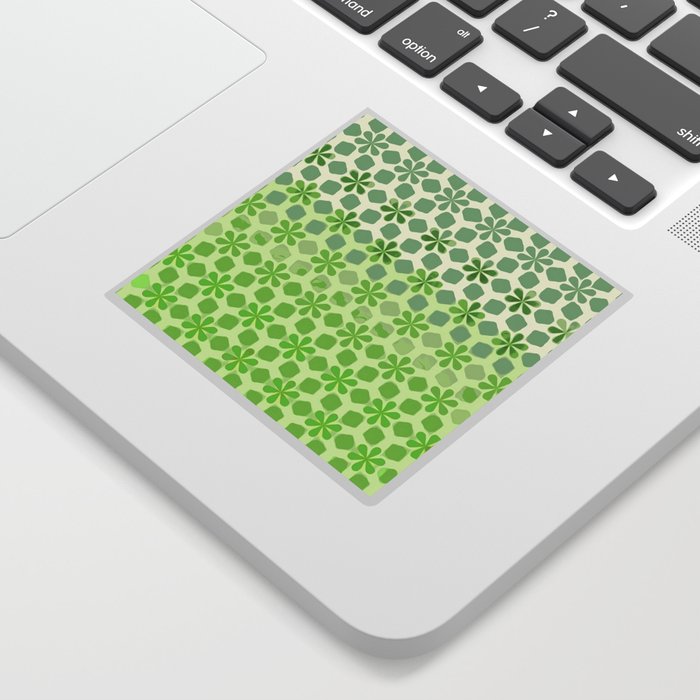 Bold Abstract Ombre Daisy Pattern Greens Beige Sticker