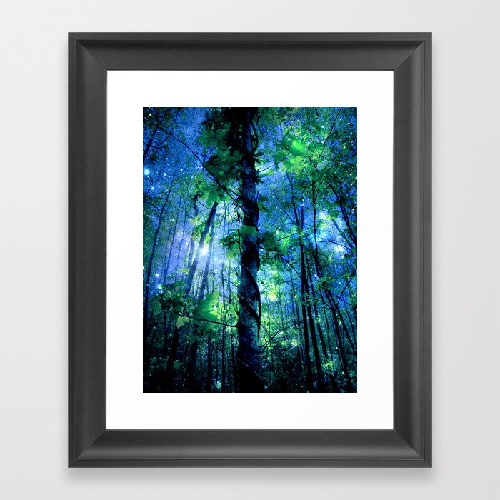 Forest of the Fairies Blue Night Framed Art Print