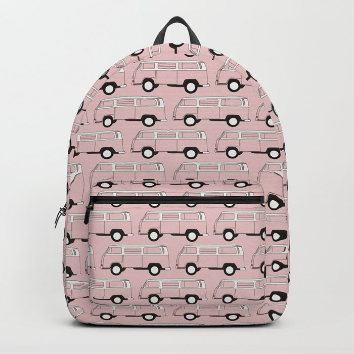 Retro Camper Van Pattern (Pink) Backpack