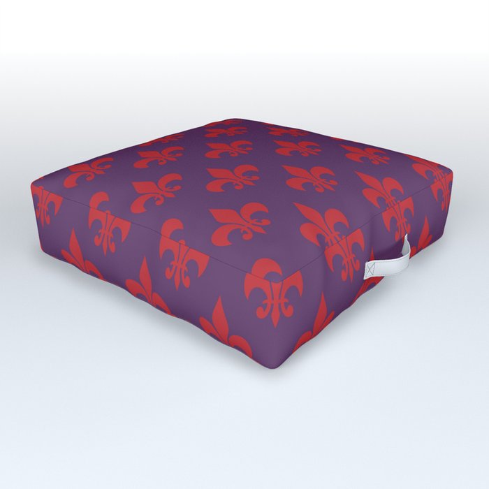 Fleur De Lys - Florence Italy Purple and Red Pattern Outdoor Floor Cushion