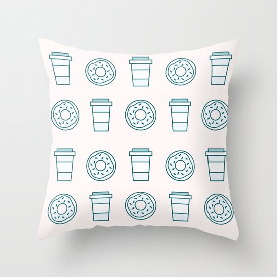 Coffee and Donuts Throw Pillow