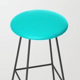 FLUORESCENT BLUE SOLID COLOR. PLain Glowing Turquoise Pattern  Bar Stool